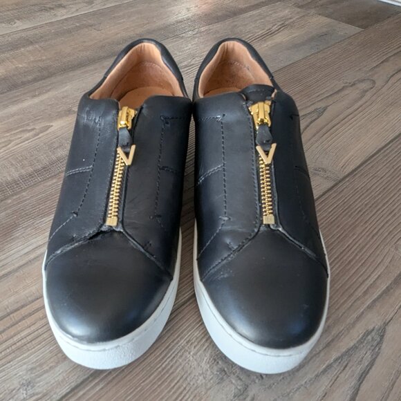 Vionic Womens Splendid Ellis Leather Orthopedic Zip Platform Sneakers Black 7.5 - Picture 2 of 11